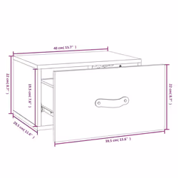 vidaXL Wall-mounted Bedside Cabinet Honey Brown Floating Bedside Wall Cabinet - Additional view 8