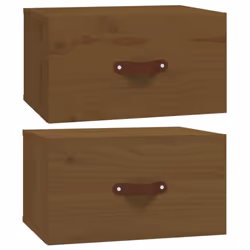 vidaXL 1/2x LED Bathroom Mirror 90x60 cm Washroom Wall-mounted Light up Mirror - Honey brown, 2 x Bedside cabinet