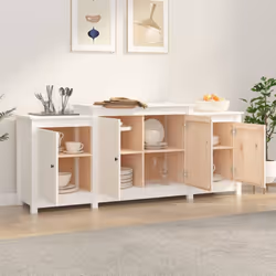 vidaXL Solid Wood Pine Sideboard Side Cabinet Home Organiser Multi Colours - White