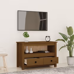 vidaXL Solid Wood Pine TV Cabinet TV Console Media HiFi Cabinet Multi Colours - Honey brown
