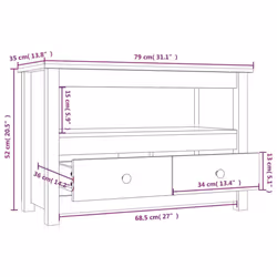 vidaXL Solid Wood Pine TV Cabinet TV Console Media HiFi Cabinet Multi Colours - Black - Additional view 9