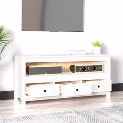 vidaXL Solid Wood Pine TV Cabinet TV Stand Media HiFi Cabinet Multi Colours - White