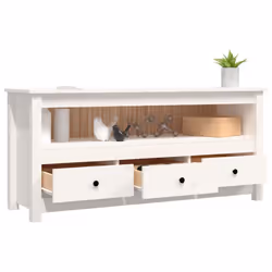 vidaXL Solid Wood Pine TV Cabinet TV Stand Media HiFi Cabinet Multi Colours - White - Additional view 4
