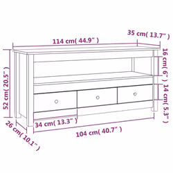 vidaXL Solid Wood Pine TV Cabinet TV Stand Media HiFi Cabinet Multi Colours - White - Additional view 9