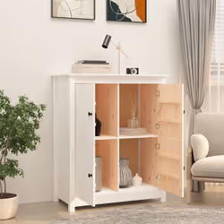 vidaXL Solid Wood Pine Sideboard Side Cabinet Home Organiser Multi Colours - White