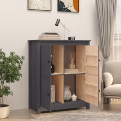 vidaXL Solid Wood Pine Sideboard Side Cabinet Home Organiser Multi Colours - Grey