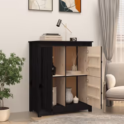 vidaXL Solid Wood Pine Sideboard Side Cabinet Home Organiser Multi Colours - Black