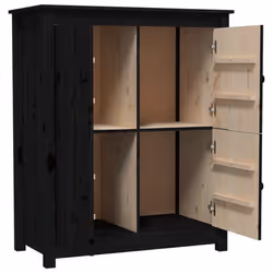 vidaXL Solid Wood Pine Sideboard Side Cabinet Home Organiser Multi Colours - Black - Additional view 5