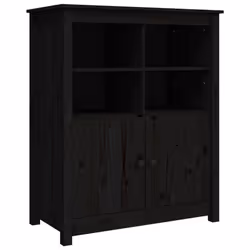 vidaXL Solid Wood Pine Sideboard Side Cabinet Home Organiser Multi Colours - Black