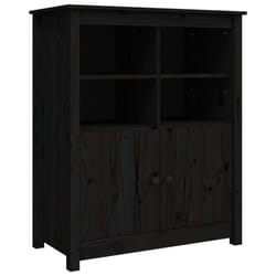vidaXL Solid Wood Pine Sideboard Side Cabinet Home Organiser Multi Colours - Black