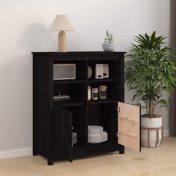 vidaXL Solid Wood Pine Sideboard Side Cabinet Home Organiser Multi Colours - Black