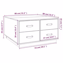 vidaXL Solid Wood Pine Coffee Table Side Sofa Accent Couch Table Multi Colours - White