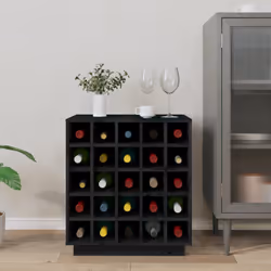 vidaXL Solid Wood Pine Wine Cabinet Alcohol Cabinet Cupboard Multi Colours - Black