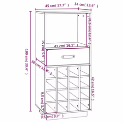 vidaXL Solid Wood Pine Wine Cabinet Alcohol Cabinet Cupboard Multi Colours - Brown - Additional view 8