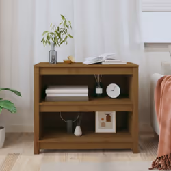 vidaXL Solid Wood Pine Book Cabinet Display Organiser Multi Colours/Sizes - Honey brown, 80 x 35 x 68 cm - Additional view 2