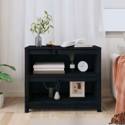 vidaXL Solid Wood Pine Book Cabinet Display Organiser Multi Colours/Sizes - Black, 80 x 35 x 68 cm