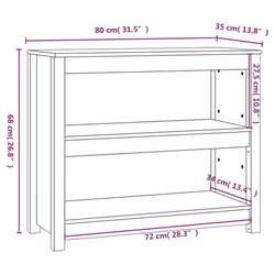 vidaXL Solid Wood Pine Book Cabinet Display Organiser Multi Colours/Sizes - Black, 80 x 35 x 68 cm
