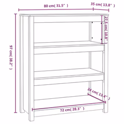 vidaXL Solid Wood Pine Book Cabinet Display Organiser Multi Colours/Sizes - Grey, 80 x 35 x 97 cm
