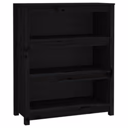 vidaXL Solid Wood Pine Book Cabinet Display Organiser Multi Colours/Sizes - Black, 80 x 35 x 97 cm