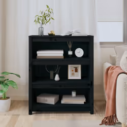 vidaXL Solid Wood Pine Book Cabinet Display Organiser Multi Colours/Sizes - Black, 80 x 35 x 97 cm