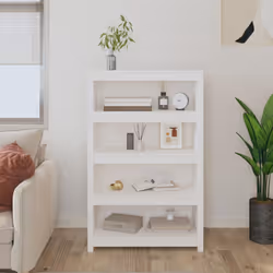 vidaXL Solid Wood Pine Book Cabinet Display Organiser Multi Colours/Sizes - White, 80 x 35 x 126 cm