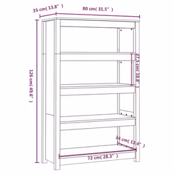 vidaXL Solid Wood Pine Book Cabinet Display Organiser Multi Colours/Sizes - White, 80 x 35 x 126 cm