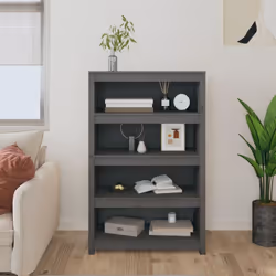 vidaXL Solid Wood Pine Book Cabinet Display Organiser Multi Colours/Sizes - Grey, 80 x 35 x 126 cm