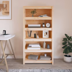 vidaXL Solid Wood Pine Book Cabinet Display Organiser Multi Colours/Sizes - Brown, 80 x 35 x 154 cm