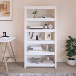 vidaXL Solid Wood Pine Book Cabinet Display Organiser Multi Colours/Sizes - White, 80 x 35 x 154 cm