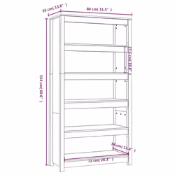 vidaXL Solid Wood Pine Book Cabinet Display Organiser Multi Colours/Sizes - White, 80 x 35 x 154 cm