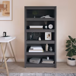 vidaXL Solid Wood Pine Book Cabinet Display Organiser Multi Colours/Sizes - Grey, 80 x 35 x 154 cm