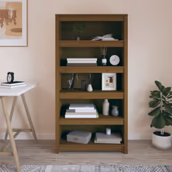 vidaXL Solid Wood Pine Book Cabinet Display Organiser Multi Colours/Sizes - Honey brown, 80 x 35 x 154 cm - Additional view 2