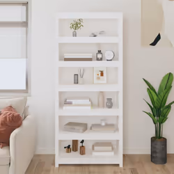 vidaXL Solid Wood Pine Book Cabinet Display Organiser Multi Colours/Sizes - White, 80 x 35 x 183 cm