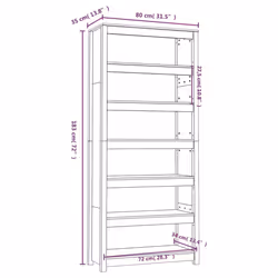 vidaXL Solid Wood Pine Book Cabinet Display Organiser Multi Colours/Sizes - White, 80 x 35 x 183 cm - Additional view 7