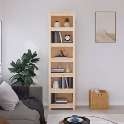 vidaXL Solid Wood Pine Book Cabinet Display Organiser Multi Colours/Sizes - Brown, 50 x 35 x 183 cm
