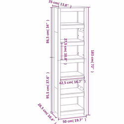 vidaXL Solid Wood Pine Book Cabinet Display Organiser Multi Colours/Sizes - Brown, 50 x 35 x 183 cm