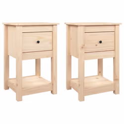vidaXL 1/2x Solid Wood Pine Bedside Cabinet Nightstand End Table Multi Colours - Brown, 2 x Bedside cabinet
