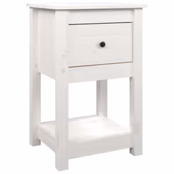 vidaXL 1/2x Solid Wood Pine Bedside Cabinet Nightstand End Table Multi Colours - White, 1 x Bedside cabinet