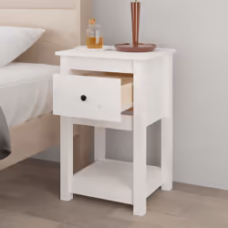 vidaXL 1/2x Solid Wood Pine Bedside Cabinet Nightstand End Table Multi Colours - White, 1 x Bedside cabinet