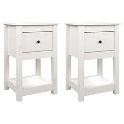 vidaXL 1/2x Solid Wood Pine Bedside Cabinet Nightstand End Table Multi Colours - White, 2 x Bedside cabinet