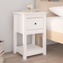 vidaXL 1/2x Solid Wood Pine Bedside Cabinet Nightstand End Table Multi Colours - White, 2 x Bedside cabinet