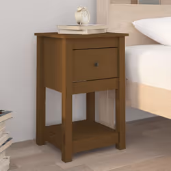 vidaXL 1/2x Solid Wood Pine Bedside Cabinet Nightstand End Table Multi Colours - Honey brown, 2 x Bedside cabinet - Additional view 2