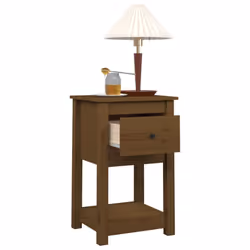 vidaXL 1/2x Solid Wood Pine Bedside Cabinet Nightstand End Table Multi Colours - Honey brown, 2 x Bedside cabinet - Additional view 4