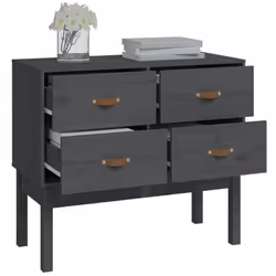 vidaXL Solid Wood Pine Console Cabinet Home Sideboard Highboard Multi Colours - Grey - Additional view 6