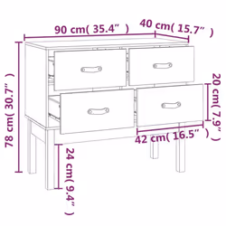 vidaXL Solid Wood Pine Console Cabinet Home Sideboard Highboard Multi Colours - Grey - Additional view 8