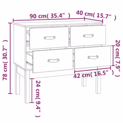 vidaXL Solid Wood Pine Console Cabinet Home Sideboard Highboard Multi Colours - Honey brown