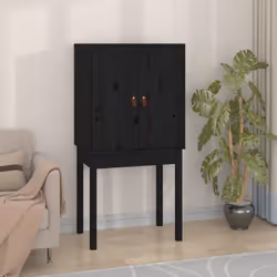 vidaXL Solid Wood Pine Highboard Home Sideboard Storage Cabinet Multi Colours - Black