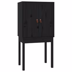 vidaXL Solid Wood Pine Highboard Home Sideboard Storage Cabinet Multi Colours - Black - Additional view 4