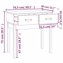 vidaXL Solid Wood Pine Console Table Side Sofa End Accent Table Multi Colours - Brown, 76.5 x 40 x 75 cm - Additional view 8