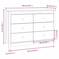 vidaXL Side Cabinet Side Table Storage Cupboard Sideboard Solid Wood Pine - Brown, 100 x 40 x 72 cm - Additional view 5